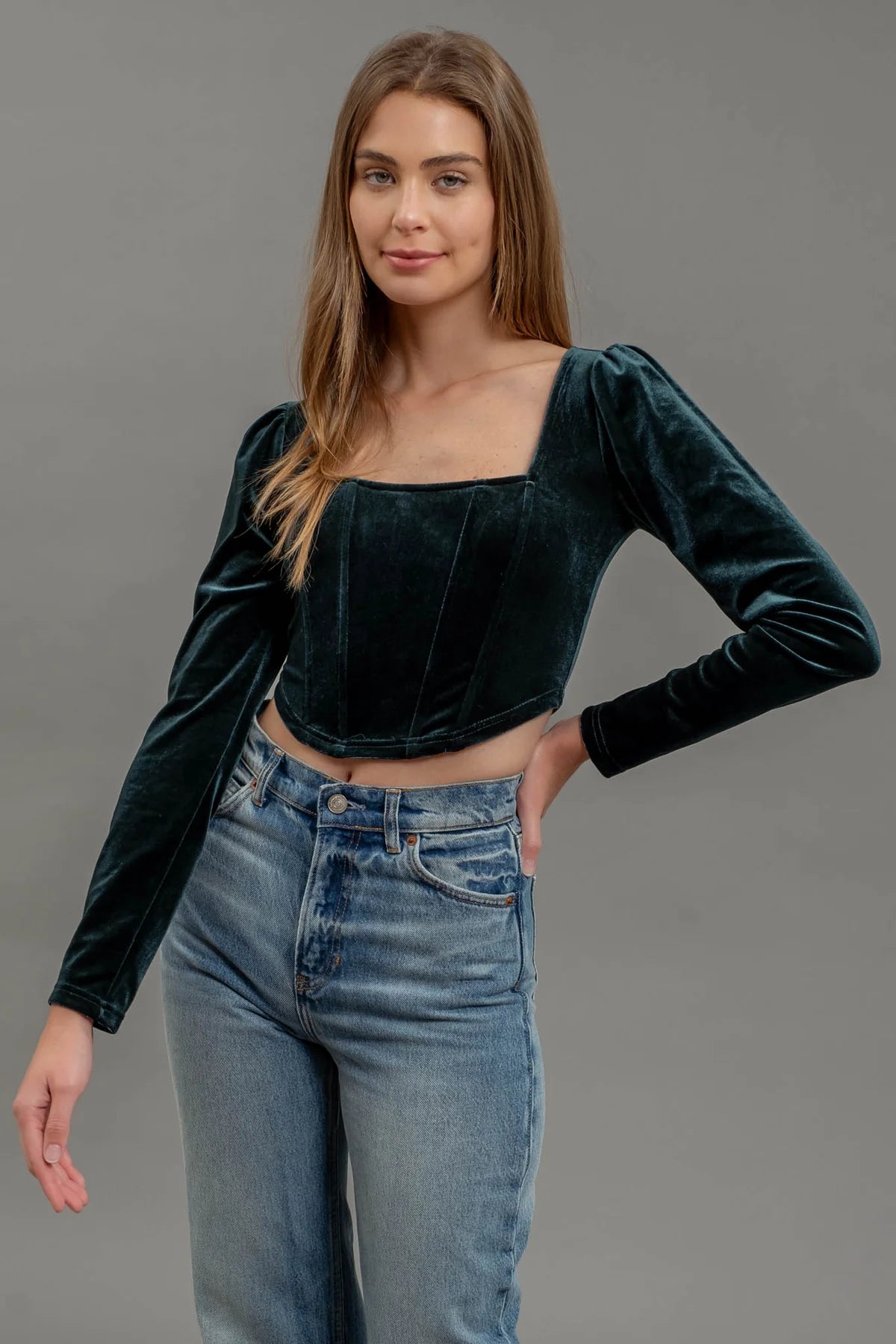 Velvet Corset Top (Green)