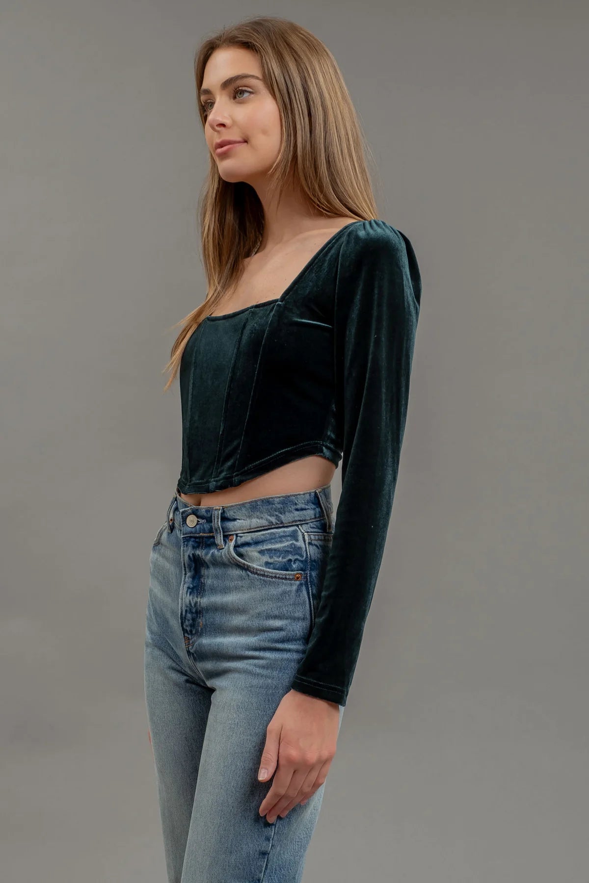 Velvet Corset Top (Green)