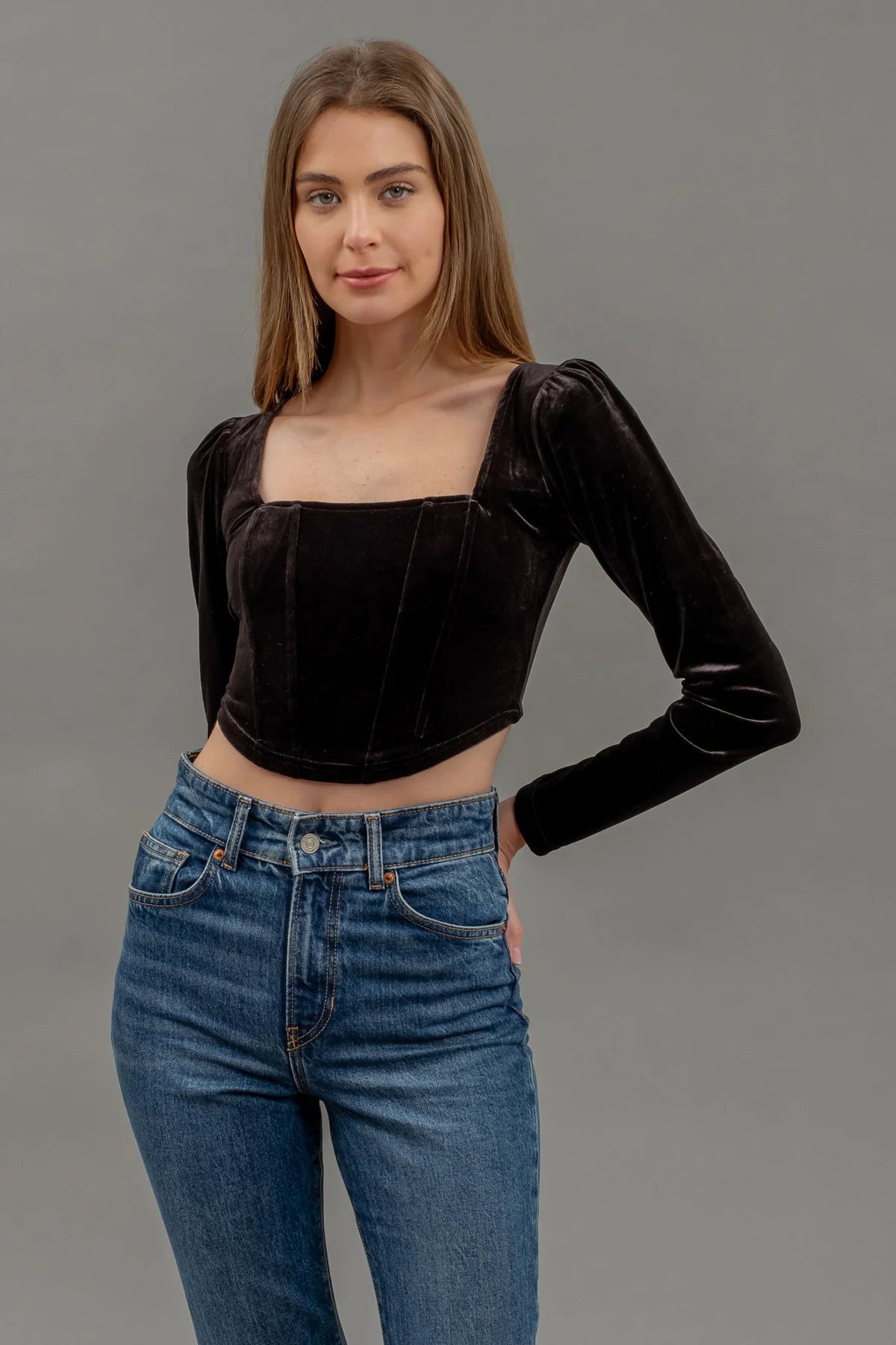 Velvet Corset Top (Black)