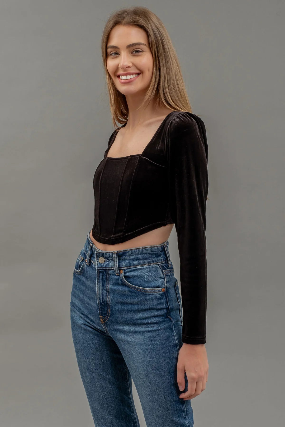 Velvet Corset Top (Black)